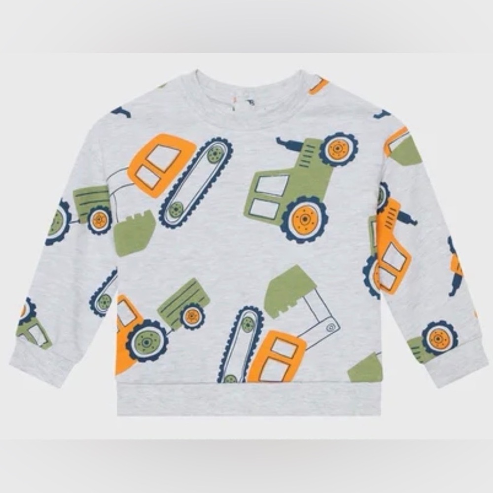 Fagottino Grey Kids Sweatshirt Orange Olive Construction Trucks 2.5-3 Years